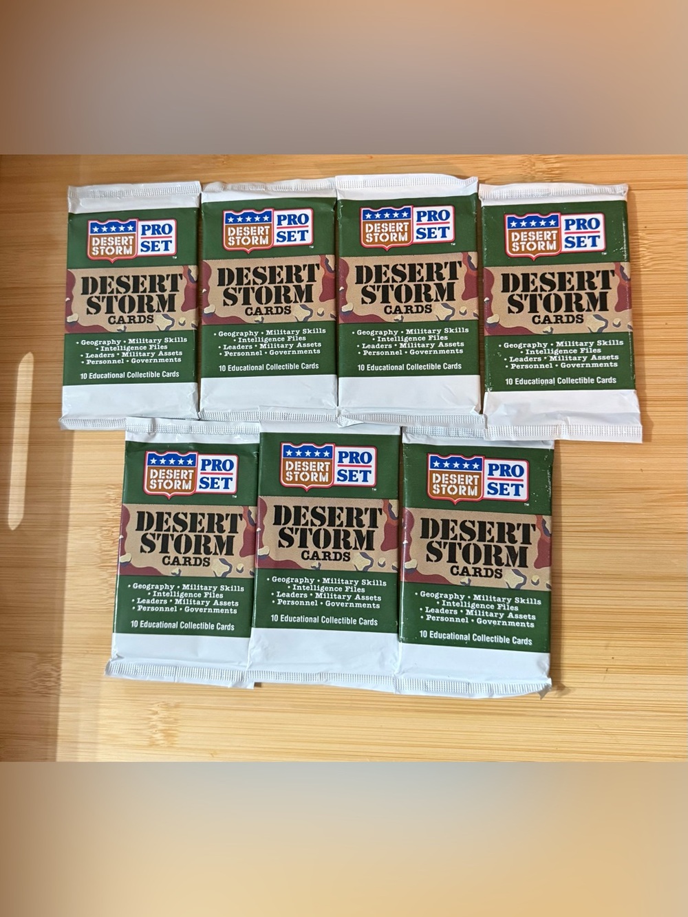 1991 Pro Set Desert Storm - 7 Sealed Packs of 10 Cards